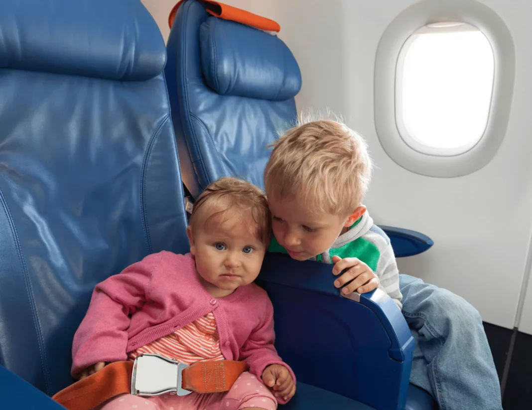 Traveling with kids on an airplane Myka Meier